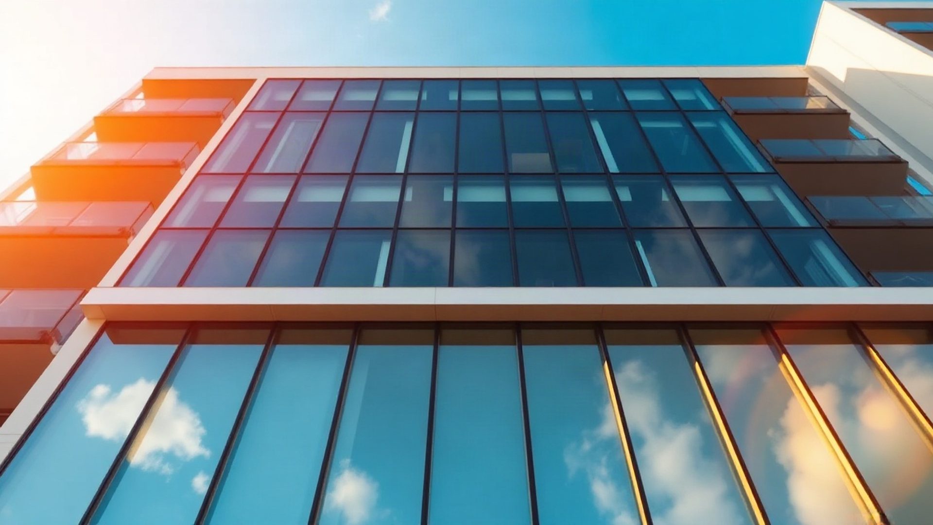 Modern Porto Alegre apartment building facade at golden hour